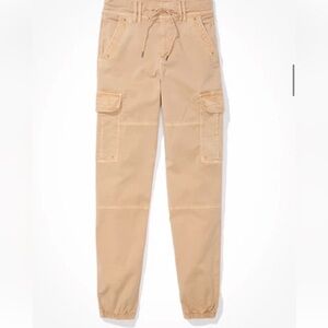 American Eagle Baggy Cargo Jogger Pants Camel Tan Size 18 Short Stretch